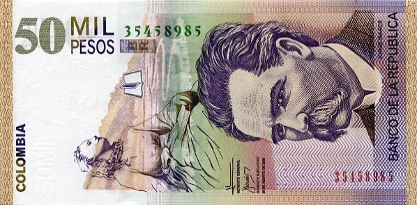 P455n Colombia - 50.000 Pesos (2009) (Braille)